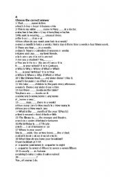 English Worksheet: multiple choice questions