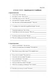 English worksheet: Reported speech