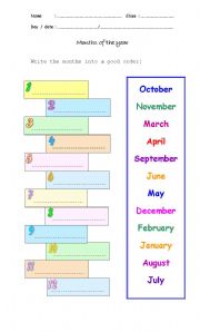English Worksheet: months of the year