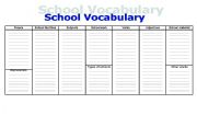 English Worksheet: School vocabulary grid + school vocabulary dictionary