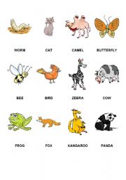 English Worksheet: Animals - memory game