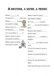 English worksheet: A brother, a sister, a friend