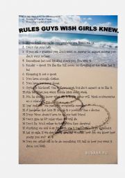 English Worksheet: Boys and girls. Relationships 