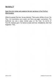 English Worksheet: Complete the last sentence in past perfect