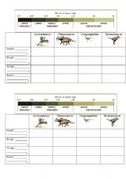 English worksheet: dinosaurs