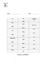 English worksheet: irregular verbs 2