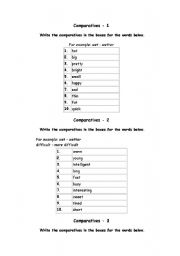 English worksheet: comparatives and superlatives