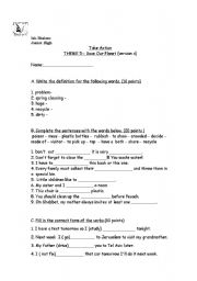 English worksheet: test unit 5 take action