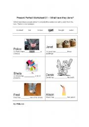 English worksheet: Present Perfect Worksheet 01