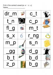 English Worksheet: Short vowel sounds