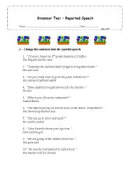 English worksheet: Reported speech test