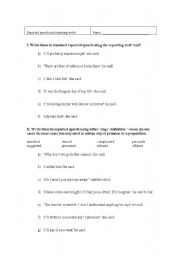 English Worksheet: Reported speech