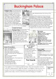 English Worksheet: Buckingham Palace (2 pages)