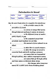 English Worksheet: Introduction to Sound