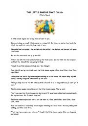 English Worksheet: The Little Engine That Could