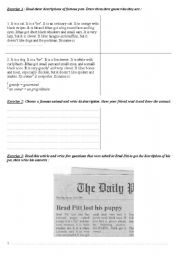 English Worksheet: Exercises about pets