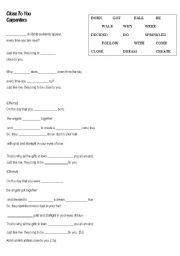 English worksheet: Song Carpenters - Close to you