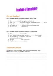 English worksheet: Countable or uncountable? (page 2)