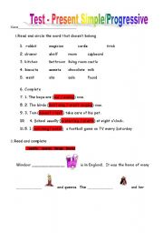 English worksheet: present tense test