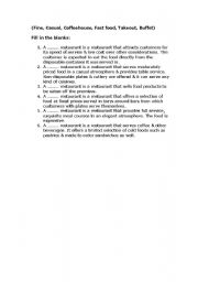 English Worksheet: Types of Restaurants