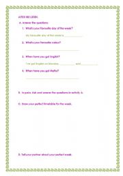 English worksheet: Friday im in love 3/3