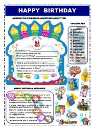 HAPPY BIRTHDAY - VOCABULARY 