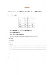 English worksheet: degrees of adjectives - comparative