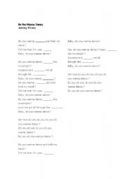 English worksheet: DO YOU WANNA DANCE