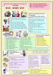 English Worksheet: Who, when,why