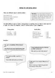 English worksheet: Asking for and giving advice
