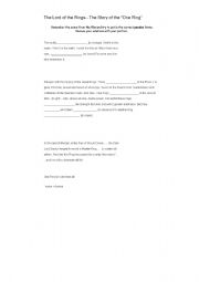 English worksheet: Lord of the Rings gap-filling exercise practicing the passive voice