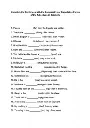 English Worksheet: Comparatives - Superlatives