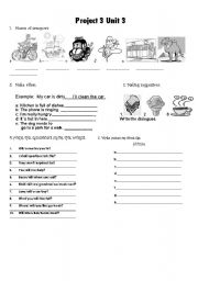 English Worksheet: Test for book Project 3 Unit 3