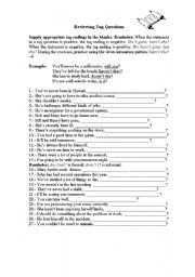 English Worksheet: question tag