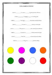English worksheet: POEM ABOUT COLOURS