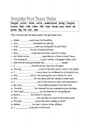 English Worksheet: Irregular Past Tense Verbs