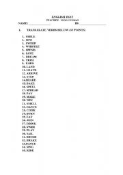 English Worksheet: TEST 