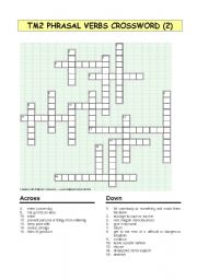 English Worksheet: 2bat phrasal verbs crossword 2