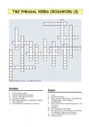 English Worksheet: 2bat Phrasal Verbs Crossword 3