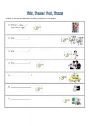 English worksheet: demonstratives+jobs