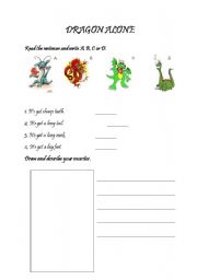 English worksheet: Dragon alone