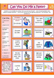 English Worksheet: CAN YOU DO ME A FAVOR? Card #5