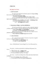 English Worksheet: For versus to