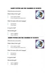 English worksheet: HARRY POTTER AND THE CHAMBER OF SECRETS