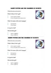 English Worksheet: HARRY POTTER AND THE CHAMBER OF SECRETS