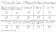 English worksheet: Numbers cards