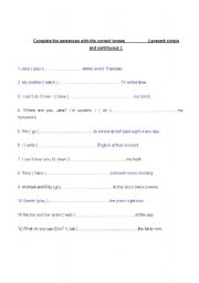 English Worksheet: present simple vs. present continuous