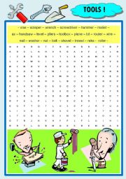 English Worksheet: TOOLS WORDSEARCH