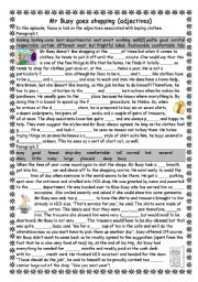 English Worksheet: Mr Busy goes shopping (ADJECTIVES 2)