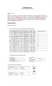 English worksheet: PREPOSITIONS OF PLACE